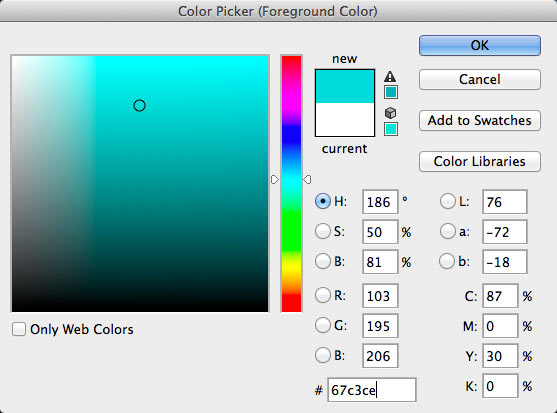 Screenshot of Photoshop color picker