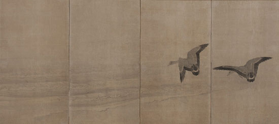 Geese Over a Beach by Maruyama Okyo