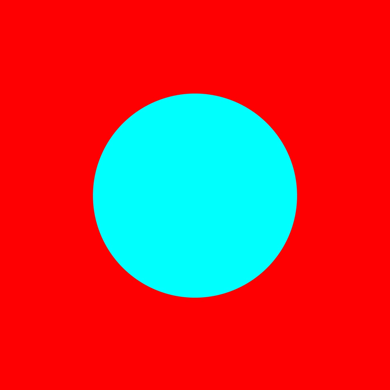 cyan circle on red background