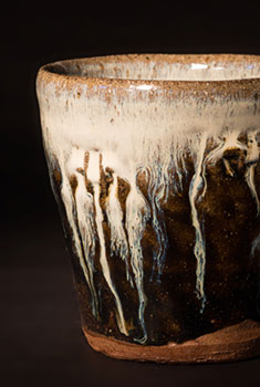 closeup view Mike Martino cup, links to Mike Martino artist page