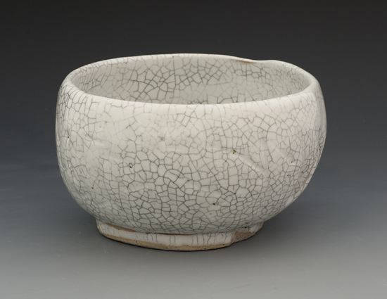 bowl with white crazed glaze