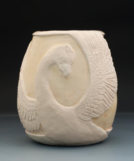 Coil pot with phoenix by Leslie Dahlin