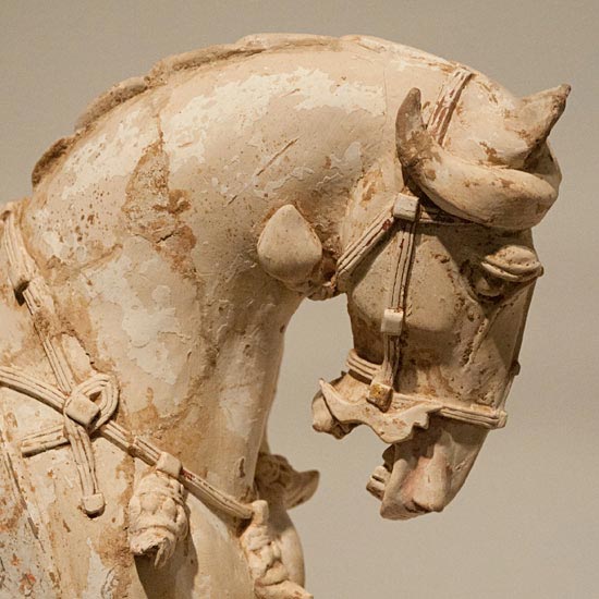 Horse, earthenware with traces of paint, detail view