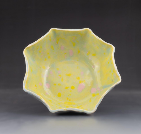 Yellow altered bowl by Allie Beeman