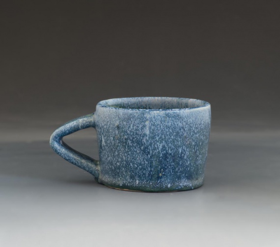 Blue cup with handle by Anthony Hester