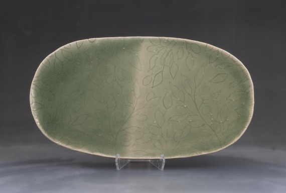 Celadon carved tray by Arlene Layal