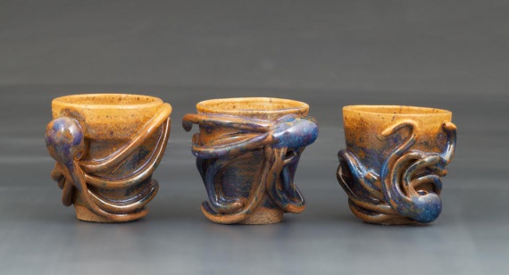 Three octopus cups by Arwen McDuling