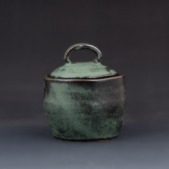 Green pot with lid by Audrey Brown