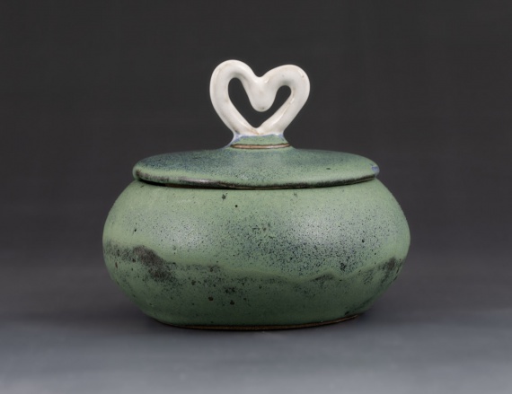 Green pot with lid by Denisha Nash