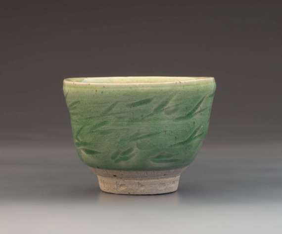 Carved celadon cup by Joseph Tsai