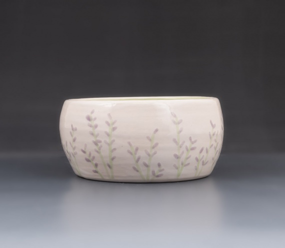 White bowl with floral design by Juliana Pequignot