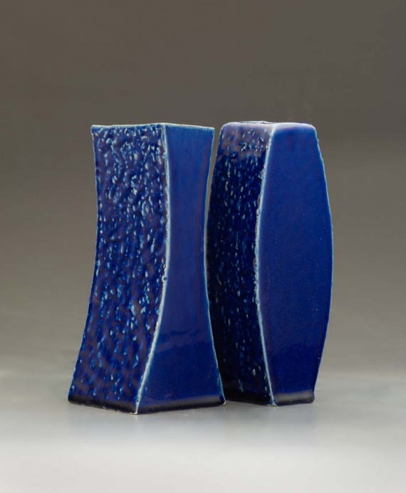 Blue slab vases by Kaylee Feeney