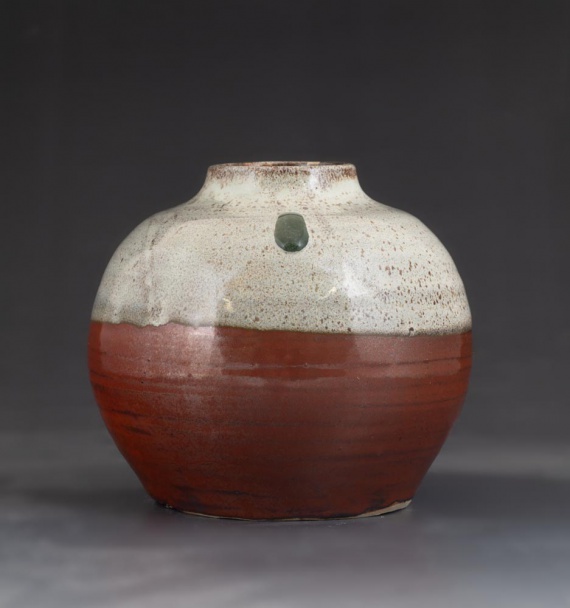 Red and white vase by Layne Fitzgerald