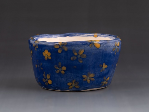 Blue bowl with flower pattern by Melissa Vasquez Sanchez