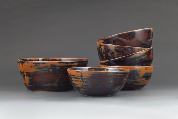 Blue brown bowl set by Oliver Hopcraft