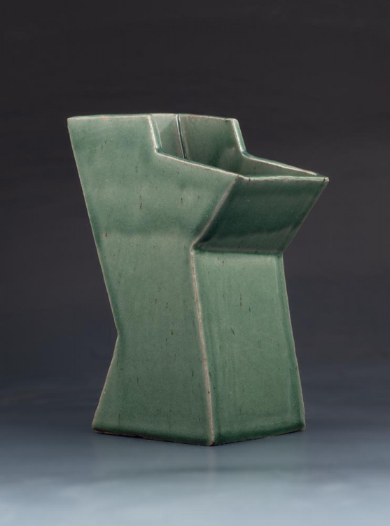 Celadon slab vessel by Olivia Krey