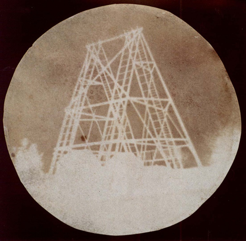 <p><b>John Herschel</b>, <i>View of the telescope at Slough</i>, 1839. Photogenic drawing.</p>