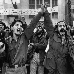 <p><b>Abbas Attar</b>, <i>RAN. Tehran. Armed militants outside the United States Embassy, where diplomats are held hostage since Nov. 4th, 1979. In the background is a banner with the American Statue of Liberty</i>.</p>