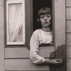 <p><b>August Sander</b>, <i>Young Girl in Circus Caravan, Düren</i>, 1926.</p>