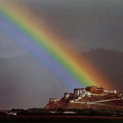 <p><b>Galen Rowell</b>, <i>Rainbow over the Potala Palace, Lhasa</i>, Tibet, 1981.</p>