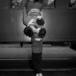 <p><b>Alfred Eisenstaedt</b>, <i>California, 1950. A soldier leans out of a train to kiss a woman goodbye.</i></p>