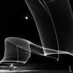 <p><b>Andreas Feininger</b>, <i>Navy helicopter or Pattern Made by Helicopter Wing Lights</i>, 1949.</p>