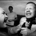 RUSSIA. 70 kilometers from Yekaterinenburg. 2010. Sergey POLOVTEV, aka "Kaban" (wild boar) strangling Alexey LYOHA.