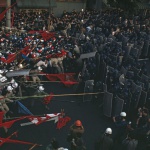 <p><b>Bruno Barbey</b>, <i>JAPAN. Tokyo. Demonstration against the construction of the Narita Airport and the war of Vietnam. 1971</i>.</p>