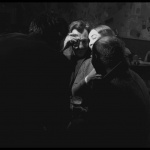 <p><b>Burt Glinn</b>, <i>USA. New York City. 1957. Painter Franz KLINE uses a shot glass as a play monocle at the Five Spot Cafe.</i></p>