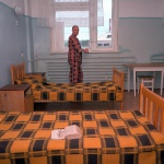 <p><b>Carl De Keyzer</b>, <i>Krasnoyarsk region. Former Gulag turned into prison camp. Camp 37. Prisoners recovering in TBC hospital ward. A Bible is lying on the bed. Project "Zona". 2001.</i></p>