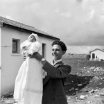 <p><b>David Seymour</b>, <i>ISRAEL. 1951. First child (Miriam TRITO) born in the settlement of Alma. Eliezer TRITO is in charge of the pipeline construction work which is going to bring water from a source 3 miles away. He is seen here with the daughter he had with his wife Miriam.</i></p>