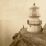 <p><b>Eadweard Muybridge</b>, <i>First-Order Lighthouse at Punta de los Reyes, Seacoast of California, 296 Feet Above Sea</i>, 1871.</p>
