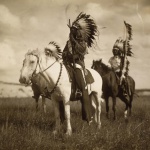 <p><b>Edward S. Curtis</b>, <i>Sioux Chiefs</i>, 1905.</p>