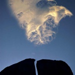 <p><b>Galen Rowell</b>, <i>Split rock and cloud, Eastern Sierra</i>, California, 1976.</p>