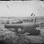 <p><b>George N. Barnard</b>, <i>Yorktown, Virginia. Confederate water battery with Dahlgren 11-inch smooth bore naval guns</i>, 1862.</p>