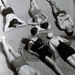 <p><b>George Hoyningen-Huene</b>, <i>Six Bathers (Including Horst), Swimwear by Patou</i>, 1930.</p>
