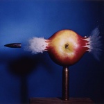 <p><strong> Harold "Doc" Edgerton</strong>, <i>Bullet Through Apple</i>, 1964</i>, microflash.</p>