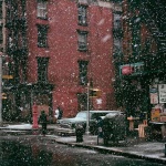 <p><b>Jay Maisel</b>, <i>First Snow, Elizabeth Street</i>, New York, New York.</p>