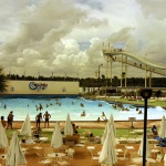 <p><b>Joel Sternfeld</b>, <i>Wet ‘n Wild Aquatic Theme Park, Orlando, Florida, September 1980.</i></p>