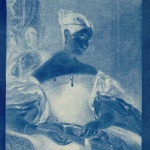 <p><b>John Herschel</b>, <i>The Honourable Mrs. Leicester Stanhope</i>, 1836. Cyanotype made from an engraving.</p>
