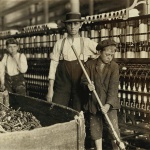 <p><b>Lewis Hine</b>, <i>Sweeper and Doffer Boys, Lancaster Mills (Cotton). S.C. Many more as small. Location: Lancaster, South Carolina.</i> December 1908.</p>