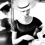 <p><b>Lillian Bassman</b>, <i>Carmen Having Tea</i>, circa 1950</p>