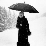 <p><b>Mary Ellen Mark</b>, <i>Catherine Deneuve waiting in the snow on the set of Mississippi Mermaid, Grenoble, France, 1969.</i></p>