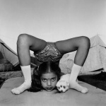 <p><b>Mary Ellen Mark</b>, <i>Contortionist with Sweety the Puppy. Raj Kamal Circus, Upleta, 1989.</i></p>