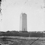 <p><b>Mathew Brady</b>, <i>Washington Monument as it stood for 25 years</i>, c. 1860, glass plate, wet collodian negative</p>
