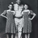 <p><b>Mike Disfarmer</b>, <i>Soldier with Two Girls in Polka Dot Dresses</i>.</p>