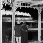 <p><b>O. Winston Link</b>, <i>Mr. and Mrs. Ben Pope watch the last steam powered passenger train.  Max Meadows, Virginia 1958.</i></p>