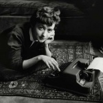<p><b>Sabine Weiss</b>, <i>Françoise Sagan at home in a "Bonjour Tristesse" moment</i>, Paris, 1954</p>