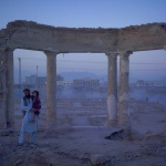 <p><b>Simon Norfolk</b>, <i>Jaw Aka Faizal Nahman and his daughter Nono from Bamiyan Province, now living in an improvised plastic shelter in the ruined gardens of Darulaman Palace. Built in the 1920s to house the Afghan parliament, 'Darul Aman' translates as 'abode of peace'.</i> 2010-11.</p>
