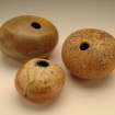 Three Rocks, glazed stoneware, approx. 4-5 in. diameters, from the exhibit Following the Rhythms of Life: the Ceramic Art of David Shaner